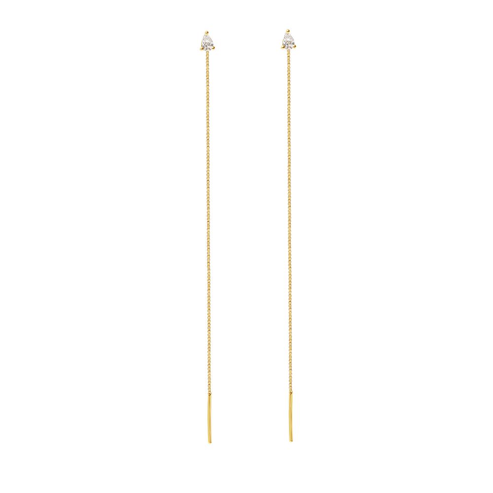 EF Collection 14k Pear Diamond Threader Earrings